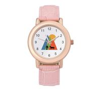 Color Mountain Man Led The Horse - Reloj analógico de cuarzo para mujer, elegante reloj de pulsera con correa de piel