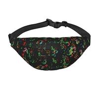 Color Music Notes - Riñonera ajustable para hombres y mujeres, riñonera para rave, bolsa de viaje, Black, Talla única, Cinturón de dinero