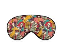 Color Musicians Crowd Sleep Mask Night Cover Eye para Mujeres Hombres BlockLight para avión Viajes Siesta Correa ajustable