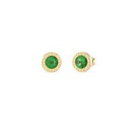 Guess Pendientes para mujer de acero inoxidable con circonitas, talla única, color dorado, verde 32023473, talla única, Acero inoxidable