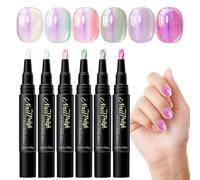 Color Nail Pens, 6 Color Gel Design Set, Quick Dry Pencil Kit, 17g Polarized Paint Tool, Smooth Drawing Manicure Design, Beauty Accessory for Home Party Travel Use