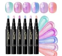 Color Nail Pens, 6 Color Gel Design Set, Quick Dry Pencil Kit, 17g Polarized Paint Tool, Smooth Drawing Manicure Design, Beauty Accessory for Home Party Travel Use