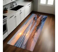 Color Naranja Alfombra de Cocina 60 x 180 cm Amanecer sobre la Costa Antideslizante y Lavable, Camino Multiusos Resistente al Desgaste, Antimanchas, Ideal para Bajo Fregadero y Fogones