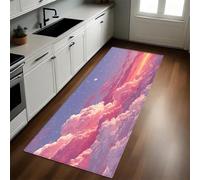 Color Naranja Alfombra de Cocina 60 x 180 cm Puesta de Sol Cielo Estrellado Nubes Antideslizante y Lavable, Camino Multiusos Resistente al Desgaste, Antimanchas, Ideal para Bajo Fregadero y Fogones