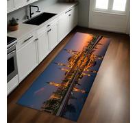 Color Naranja Alfombra de Pasillo Antideslizante Edificios Palacios y Castillos 60 x 180 cm Anti-Suciedad, Absorbente, Moderna y Fácil de Limpiar para Cocina y Salón