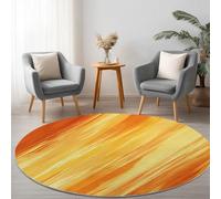 Color Naranja Alfombra Salon Redonda 100 cm, Elegante Rayado patrón Lavable Lavadora Alfombra Dormitorio, Abstracto Alfombras Comedor Antideslizante para Cocina Halls Balcón