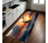 Color Naranja Alfombras de Cocina Navegando por Las Olas del océano 40 x 120 cm Antideslizantes, Alfombras Modernas Lavables para Pasillo, Comedor y Entrada