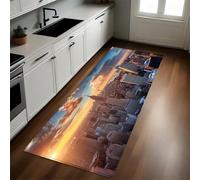 Color Naranja Felpudo Pasillo 50 x 140 cm Lugares de interés de Nueva York Antideslizante Alfombra de Corredor Suave para Cocina, Entrada y Decoración del Hogar