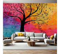 Color Naranja Fotomurales Árbol de notas musicales en acuarela Murales Papel Pintado Salon 350 x 250 cm Tejido No Tejido Papel Tapiz Fotográfico Sala Cuarto Oficina Salón Hotel