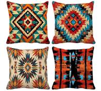 Color naranja Funda Cojin 50 x 50 Bohemia Fundas Cojines Sofa Juego de 4 Cojines Exterior Suave Decoración Cushion Covers con Cremallera Oculta para Primavera Verano Exterior Patio Balcón Jardín p28-I