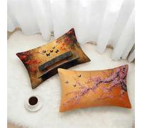 Color Naranja Funda Cojin 60x80 Juego de 2, Flor Rectangular Funda Almohada 80x60cm con Cremallera Oculta, Impermeable Lino Fundas Cojines, Fundas de Cojines para Sofá Silla o Jardín Regalo 5-9662