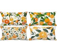 Color naranja Fundas Cojines 70x90 Juego de 4 Fruta Cojines Exterior Impermeable Lino Rectangular Cushion Covers con Cremallera Invisible para Sofa Verano Exterior Patio Jardin Decorativos 2j21-A