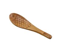 (Color natural) Cuchara de madera japonesa con forma de pez, tallada a mano, ideal para sopa, arroz