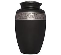 Color negro y dorado Funeral urna por Liliane Memorials - Urna para cenizas crematorias para cenizas humanos - hecho a mano en latón - apto para cementerio entierro o niche- tamaño grande para restos de adultos de hasta 200 lbs- avediana modelo