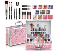 Color Nymph Kit de maquillaje de inicio para adolescentes, estuche de tren para mujer, kit completo con sombra de ojos, lápiz labial, rubor, pinceles, brillo de labios, rímel, cera de cejas y espejo