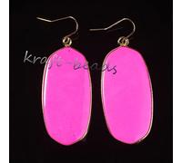 Color Oro Amarillo Cuelga Gancho Pendiente Rosa Rosa Cuarzo Lapislázuli Ojo De Tigre Piedra Turquesa Oval Mujer Pendientes Joyería, Rosa Rojo Turquesa