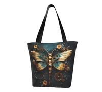 Color oro delicado flor libélula moda mujer bolso de hombro, bolso de compras, adecuado para fin de semana viaje compras bolso bandolera mensajero bag