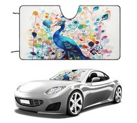 Color Peacock - Parasol para parabrisas de coche, sedán, SUV, camión, universal, reflectante, para ventanas delanteras, plegable, para parabrisas, bloquea los rayos UV y mantiene el interior fresco