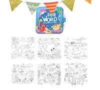 Color Play - Watercolor Painting Book Set, Reusable Cartoon Art Activity Kit, Portable Washable Painting Pages with Learning Design Format, Creative Art for Daily Use, Kids Activity, Travel Play Use