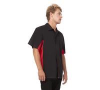 Color por Chef obras a952-s contraste camiseta, pequeño, negro/rojo