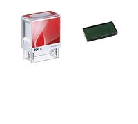 Color-Printer 10 - Sello de tinta personalizado, 3 líneas, 27 x 10 mm, para dirección y razón social, color verde