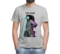 Color Profile of Patti Smith Camiseta Gris Clásica de Hombre con Cuello Redondo y Manga Corta Large