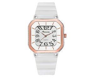 Color - Reloj deportivo de moda para parejas, reloj escolar de gelatina, reloj de silicona para mujer, correa de piel, blanco, One Size