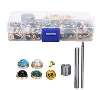 Color Rivets DIY Set, Rivets for Leather Shoes Hats Clothing, 10mm Glossy Resin Diamond Rivets with Gold Alloy Accessories, Includes 3 Tools and 180 Rivets for Craft Sewing and Fas