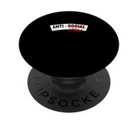 Color Rojo, no Antisocial, gráfico Rojo Anti-ti PopSockets PopGrip Adhesivo
