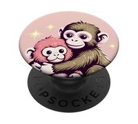 Color Rosa Rubor, Colores Pastel apagados, Lindo Abrazo de Mono I'm Fine Punch PopSockets PopGrip Adhesivo