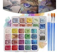 Color Shifting Watercolor Paint Set,Glitter Water Colour Solid Paint Box ,Colourful Painting Kit Model Metallic Pearlescent Watercolor Paint ,20 Colors Watercolor Painting Set,For Art Painting (A+B)