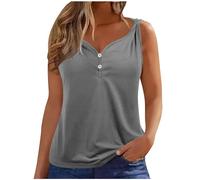 Color Solido Camiseta Tirantes Mujer Verano,Casual Chaleco Mujer de Cuello en V con Botones Sin Manga Camiseta Mujer de Multicolor Fresca Camisetas Mujer Verano Camisola Playa Mujer Verano