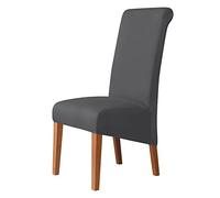 Color Sólido Talla XL Funda de Silla para Sillas de Comedor, 2 4 6 Paquete Tela de Seda de Leche Fundas para Sillas para Restaurante Hotel Fiesta Banquete, Desmontable Lavable-gris oscuro-4 PIEZAS