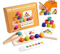 Color Sorting Activity Set - Cup and Ball Learning Game | Clip Bead Fine Motor Skills Toy with Bright Colors, Educational Playset for Boys Girls Ages 3+ Home Nursery Preschool Birthday Party Family