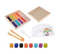 Color Sorting Beads, Fine Motor Rainbow Clip Game, Wooden Gemstones Arranging Toy, Early Learning Attention Training Activity, Ideal for Children’s Education and Parent Child Play