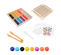 Color Sorting Beads, Fine Motor Rainbow Clip Game, Wooden Gemstones Arranging Toy, Early Learning Attention Training Activity, Ideal for Children’s Education and Parent Child Play