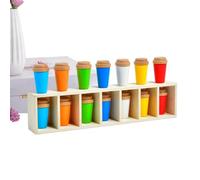 Color Sorting Toys - Color Match Bottle Game | Educational Board Toy | Realistic Beverage Matching Game for Kids, Two-Player Interactive Learning Activity, Wooden Bottles, 30x7x4.5cm