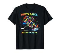 Color Splash de Hockey para Mujer Pretty & Nice Just Not on The Ice Camiseta