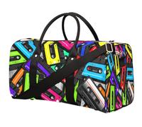 Color Tapes - Bolsa de viaje con estampado musical, bolsa de gimnasio, bolsa plegable para fin de semana, bolsa con asa de equipaje para mujeres y hombres, Cintas de color, 17.4(L) x 8.3(W) x 9.5(H)