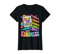 Color The World with Kindness Teacher Back To School Camiseta gráfica económica, Mujer, Negro, L