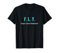 Color Turquesa First Love Yourself Gráfico Turquesa Camiseta