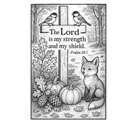 Color Your Own Cover Christian Notebook: Autumn Cross with Fox | Primary Writing Paper Journal: Faith-Inspired Notebook with Dotted Midline Pages for Early Writers - Psalm 28:7 Scripture Cover