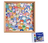 Color Your Own Puzzle, Wooden DIY Color Your Own Puzzle Hand-Painted Colored Cat Shaped Wooden Jigsaw Puzzles for Adults/Kids,Creative Puzzles Gift for Cats Lovers&Home Decor