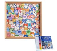 Color Your Own Puzzle, Wooden DIY Color Your Own Puzzle Hand-Painted Colored Cat Shaped Wooden Jigsaw Puzzles for Adults/Kids,Creative Puzzles Gift for Cats Lovers&Home Decor