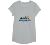 Colorado Attitude Mountain Adventure Gráfico al Aire Libre Camiseta, Niñas, Gris Jaspeado, Grande