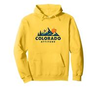 Colorado Attitude Mountain Adventure Gráfico al Aire Libre Sudadera con Capucha, Unisex para Adultos, Limón, L