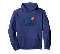 Colorado Attitude Mountain Adventure Gráfico al Aire Libre Sudadera con Capucha, Unisex para Adultos, Azul Marino, XL