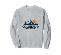 Colorado Attitude Mountain Adventure Gráfico al Aire Libre Sudadera, Unisex para Adultos, Gris Jaspeado, XL