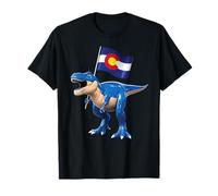 Colorado Dinosaur T-Rex Denver Flag Boulder Ski Hombres Mujeres Camiseta