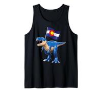 Colorado Dinosaur T-Rex Denver Flag Boulder Ski Hombres Mujeres Camiseta sin Mangas